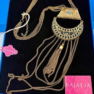🔥NWT🔥 BAJALIA Designer Vintage Inspired Long Half Moon Tassel Chain Necklace